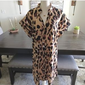 Trendy Animal Print Shirt Dress Size 1XL